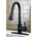 Kingston Brass Gourmetier Concord Single-Handle Pull-Down Kitchen Faucet, Naples Bronze (LS8726DL)