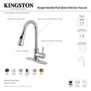 Kingston Brass Gourmetier Concord Single-Handle Pull-Down Kitchen Faucet, Matte Black/Polished Chrome (LS8727DL)