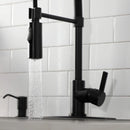 Kingston Brass Gourmetier Continental Single-Handle Deck-Mount Pre-Rinse Kitchen Faucet, Matte Black (LS8770CTL)