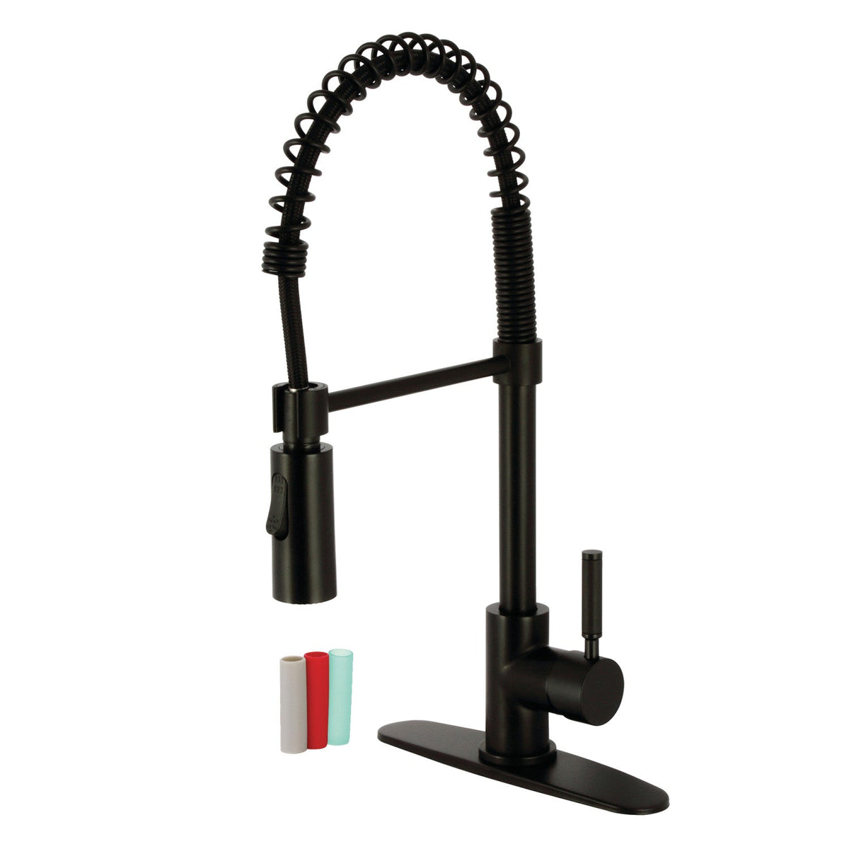Gourmetier Kaiser Single-Handle Deck-Mount Pre-Rinse Kitchen Faucet in Matte Black