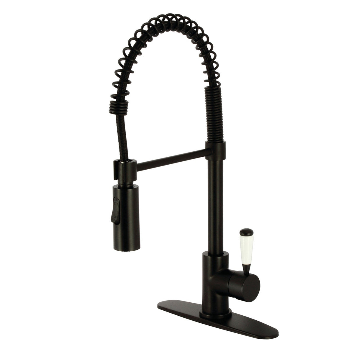 Gourmetier Paris Single-Handle Deck-Mount Pre-Rinse Kitchen Faucet in Matte Black