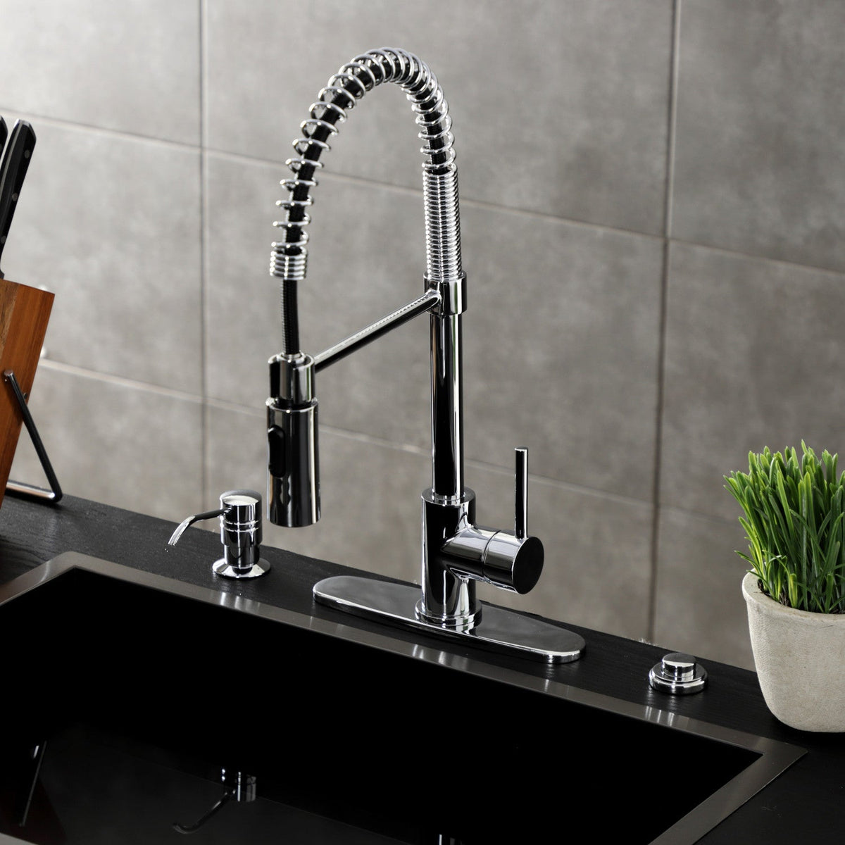 Gourmetier Concord Single-Handle Deck-Mount Pre-Rinse Kitchen Faucet in Polished Chrome