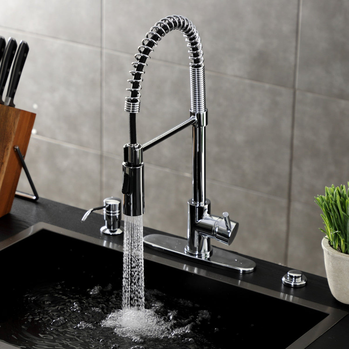 Gourmetier Concord Single-Handle Deck-Mount Pre-Rinse Kitchen Faucet in Polished Chrome