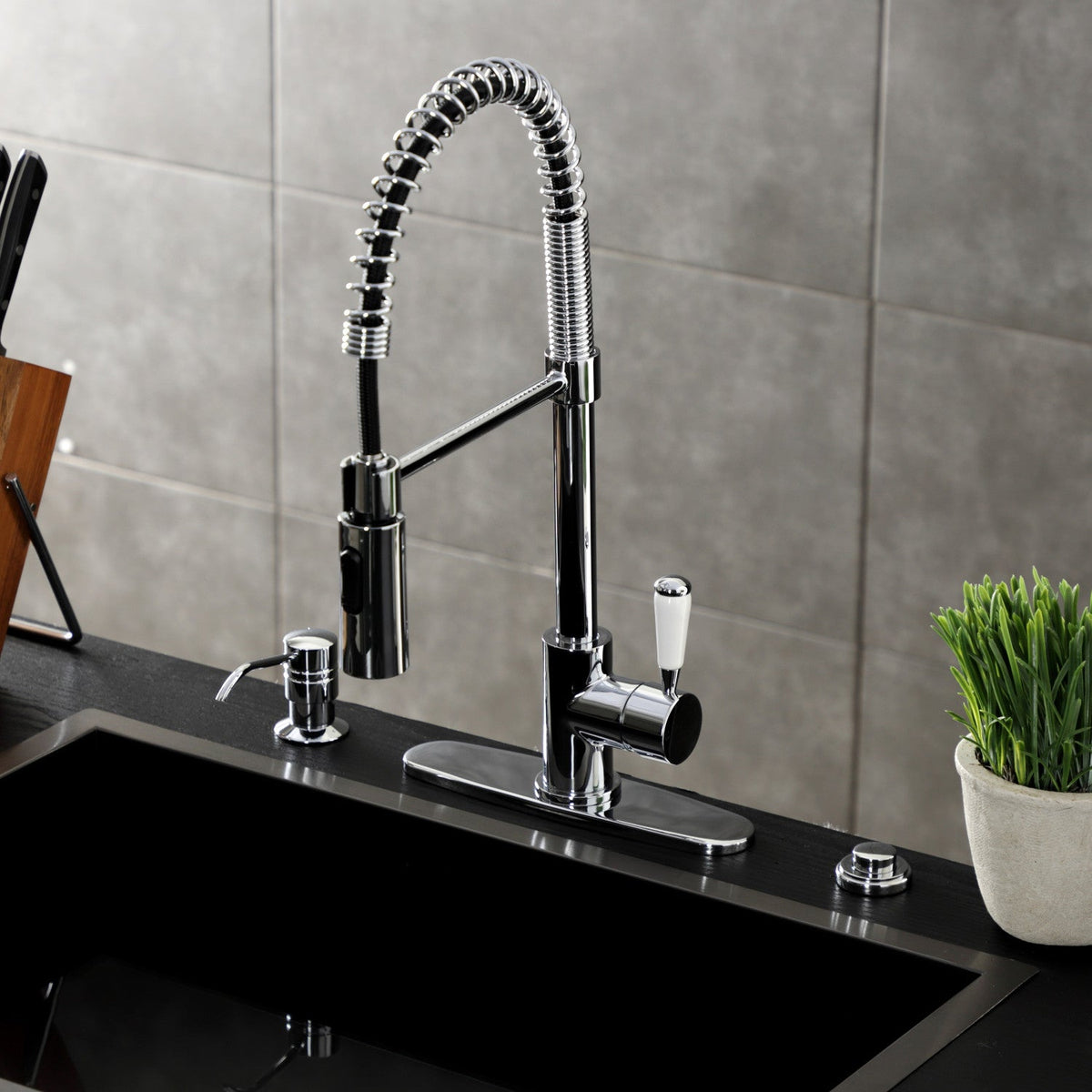 Gourmetier Paris Single-Handle Deck-Mount Pre-Rinse Kitchen Faucet in Polished Chrome
