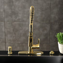 Kingston Brass Gourmetier Continental Single-Handle Deck-Mount Pre-Rinse Kitchen Faucet, Brushed Brass (LS8773CTL)