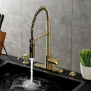 Kingston Brass Gourmetier Continental Single-Handle Deck-Mount Pre-Rinse Kitchen Faucet, Brushed Brass (LS8773CTL)