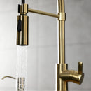 Kingston Brass Gourmetier Continental Single-Handle Deck-Mount Pre-Rinse Kitchen Faucet, Brushed Brass (LS8773CTL)