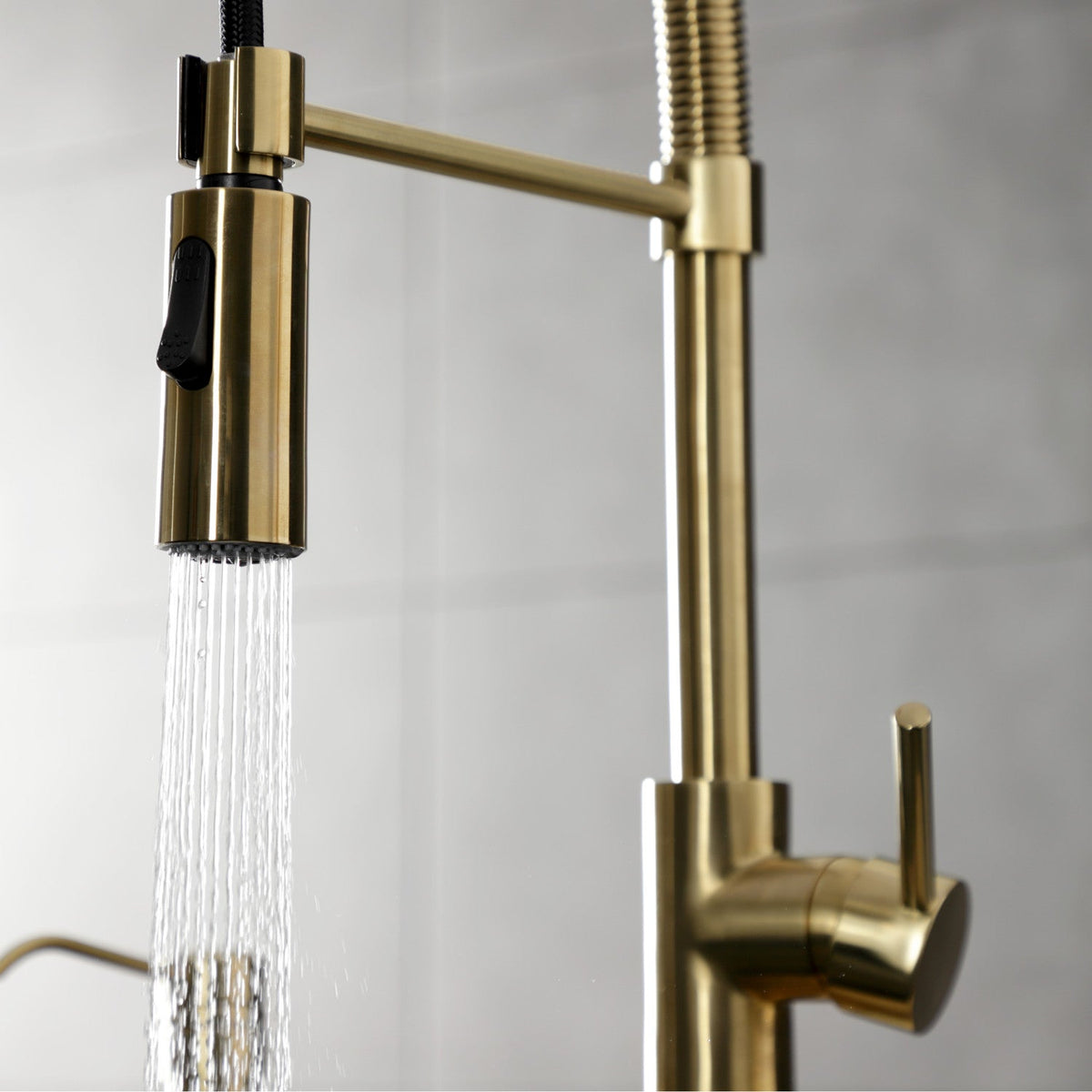 Gourmetier Concord Single-Handle Deck-Mount Pre-Rinse Kitchen Faucet in Brushed Brass