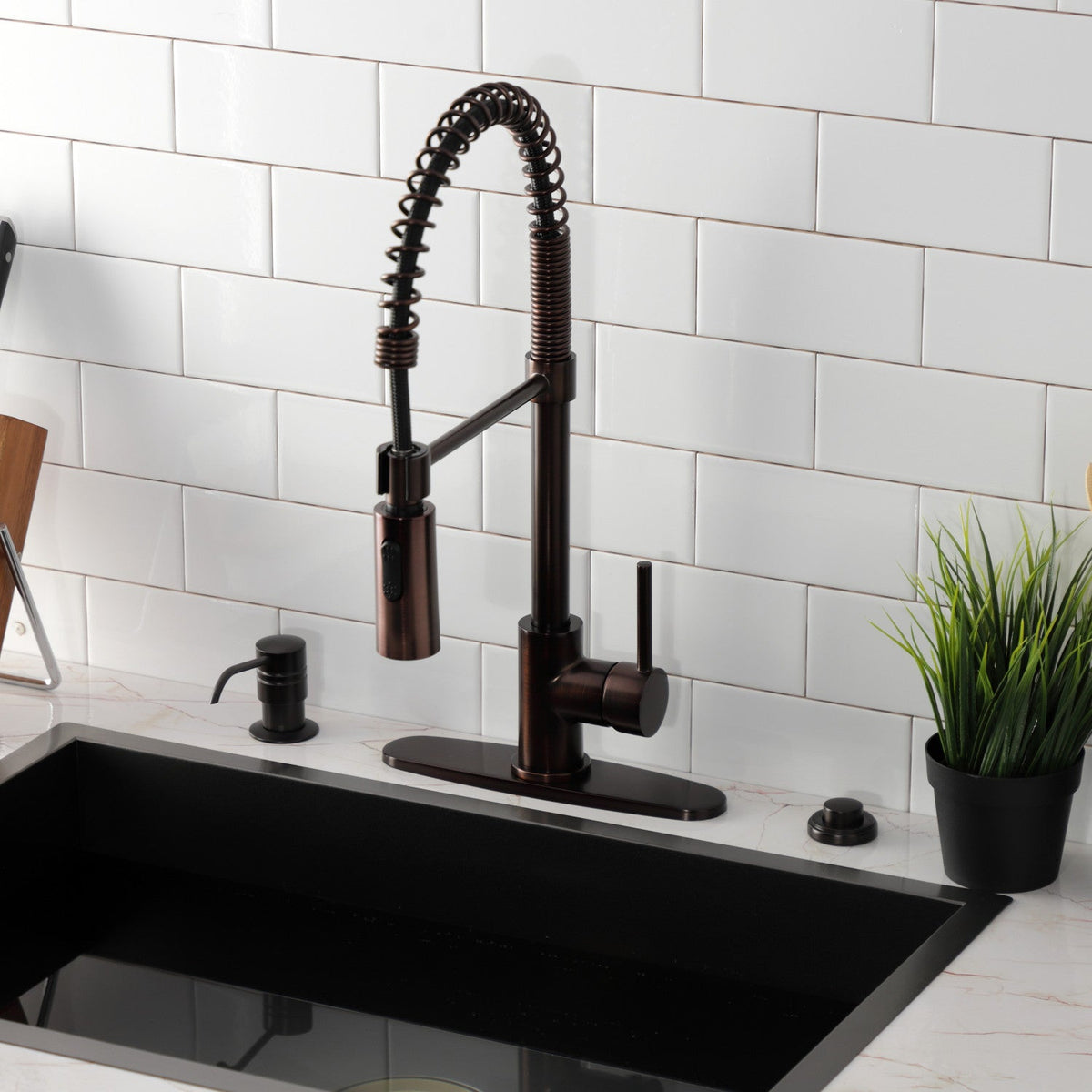 Gourmetier Concord Single-Handle Deck-Mount Pre-Rinse Kitchen Faucet in Oil Rubbed Bronze