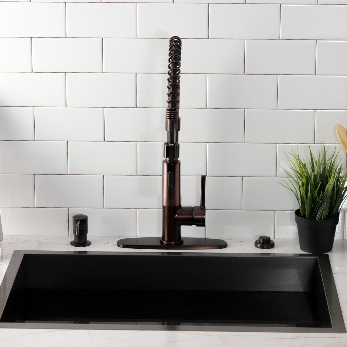 Gourmetier Concord Single-Handle Deck-Mount Pre-Rinse Kitchen Faucet in Oil Rubbed Bronze