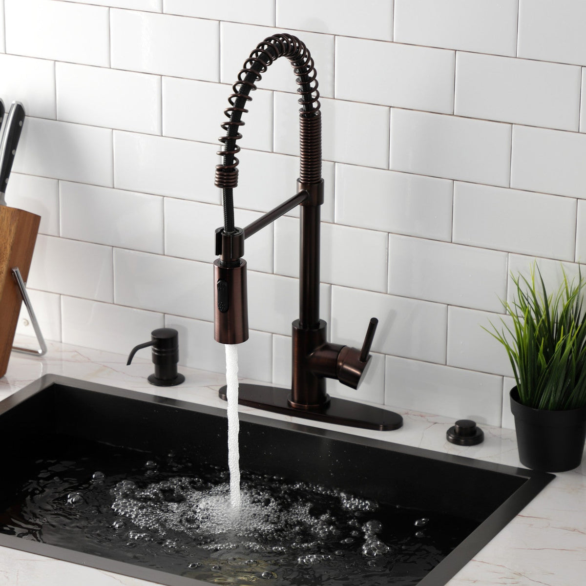 Gourmetier Concord Single-Handle Deck-Mount Pre-Rinse Kitchen Faucet in Oil Rubbed Bronze