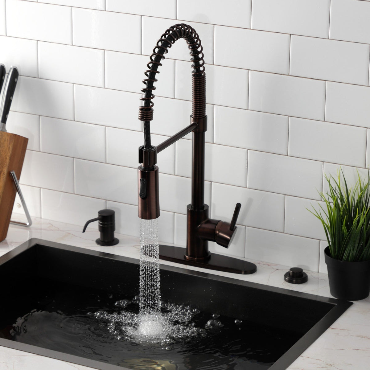 Gourmetier Concord Single-Handle Deck-Mount Pre-Rinse Kitchen Faucet in Oil Rubbed Bronze