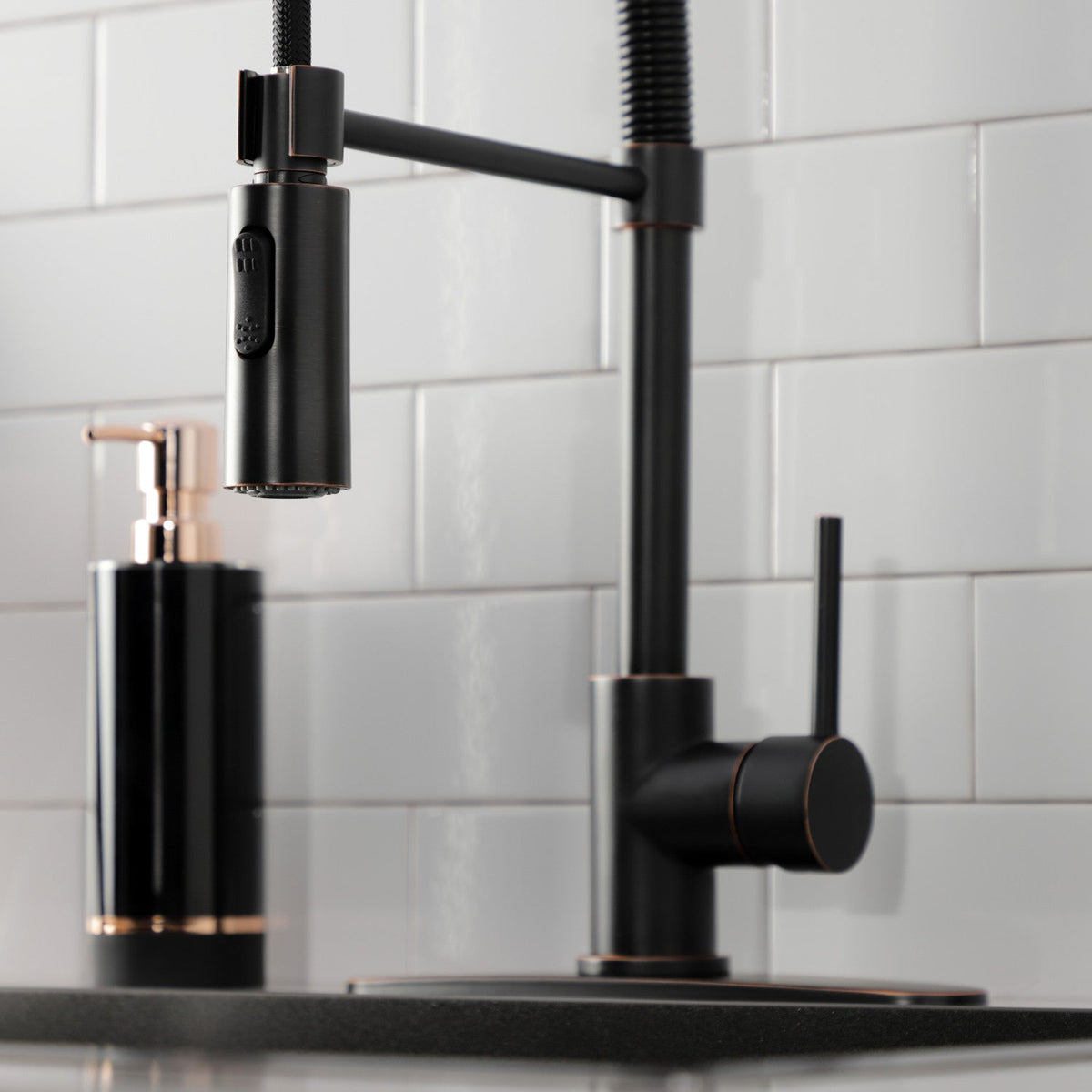 Gourmetier Concord Single-Handle Deck-Mount Pre-Rinse Kitchen Faucet in Naples Bronze