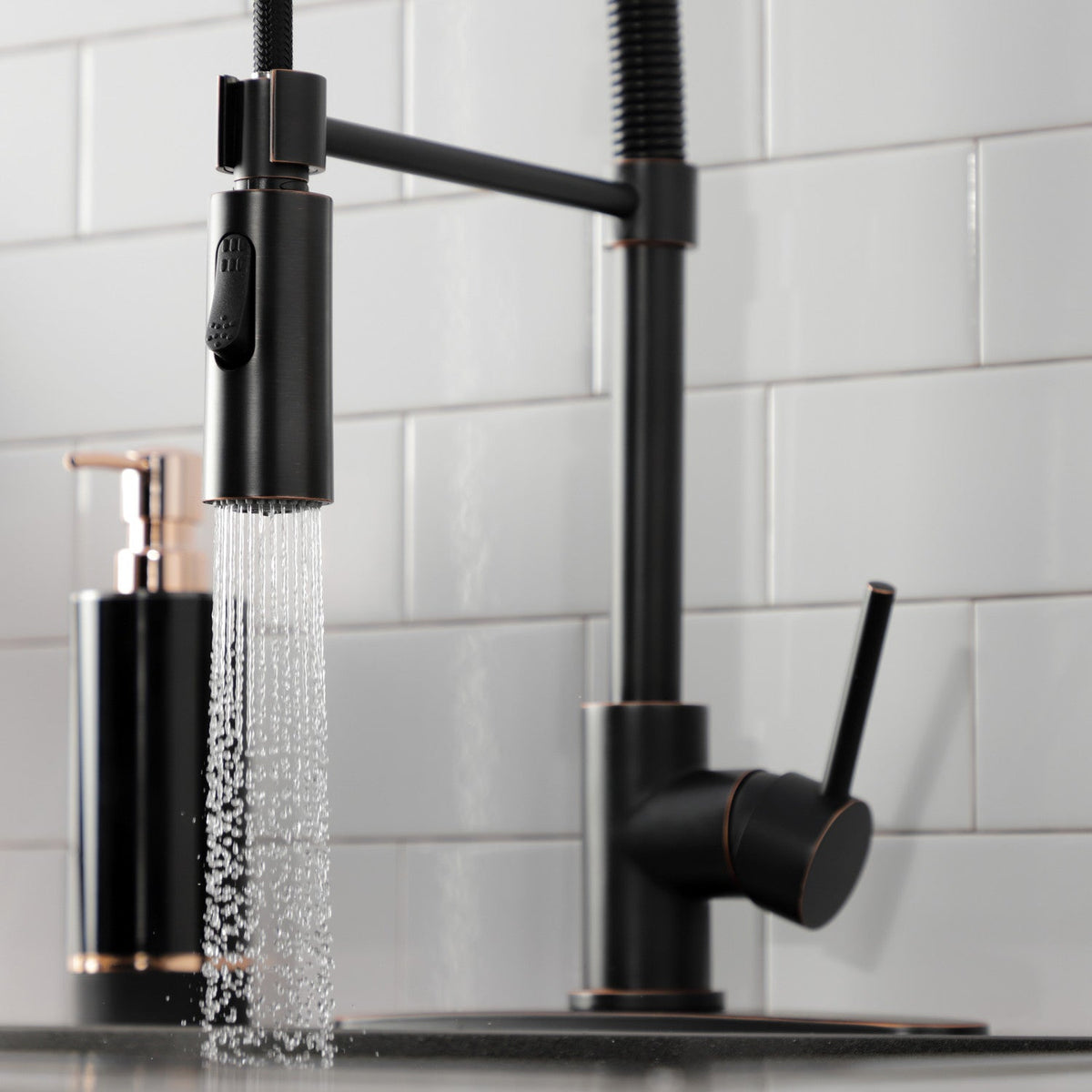 Gourmetier Concord Single-Handle Deck-Mount Pre-Rinse Kitchen Faucet in Naples Bronze