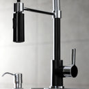 Kingston Brass Gourmetier Continental Single-Handle Deck-Mount Pre-Rinse Kitchen Faucet, Matte Black/Polished Chrome (LS8777CTL)