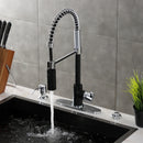 Kingston Brass Gourmetier Continental Single-Handle Deck-Mount Pre-Rinse Kitchen Faucet, Matte Black/Polished Chrome (LS8777CTL)