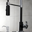 Kingston Brass Gourmetier Continental Single-Handle Deck-Mount Pre-Rinse Kitchen Faucet, Matte Black/Polished Chrome (LS8777CTL)