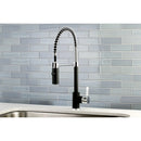 Kingston Brass Gourmetier Continental Single-Handle Deck-Mount Pre-Rinse Kitchen Faucet, Matte Black/Polished Chrome (LS8777CTL)