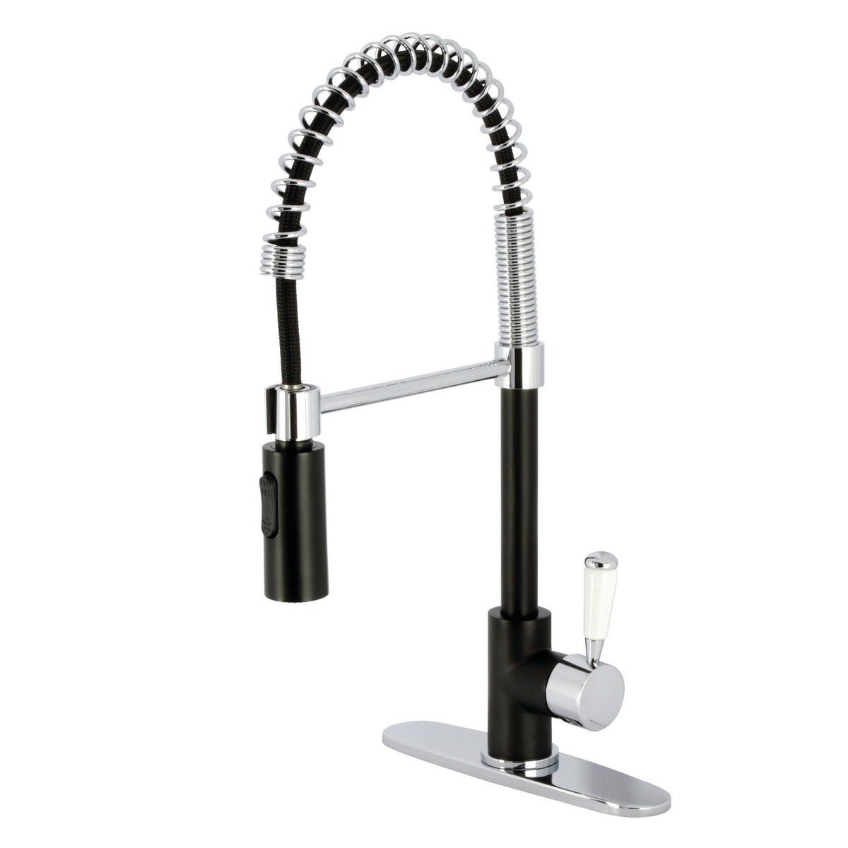 Gourmetier Paris Single-Handle Deck-Mount Pre-Rinse Kitchen Faucet in Matte Black/Polished Chrome