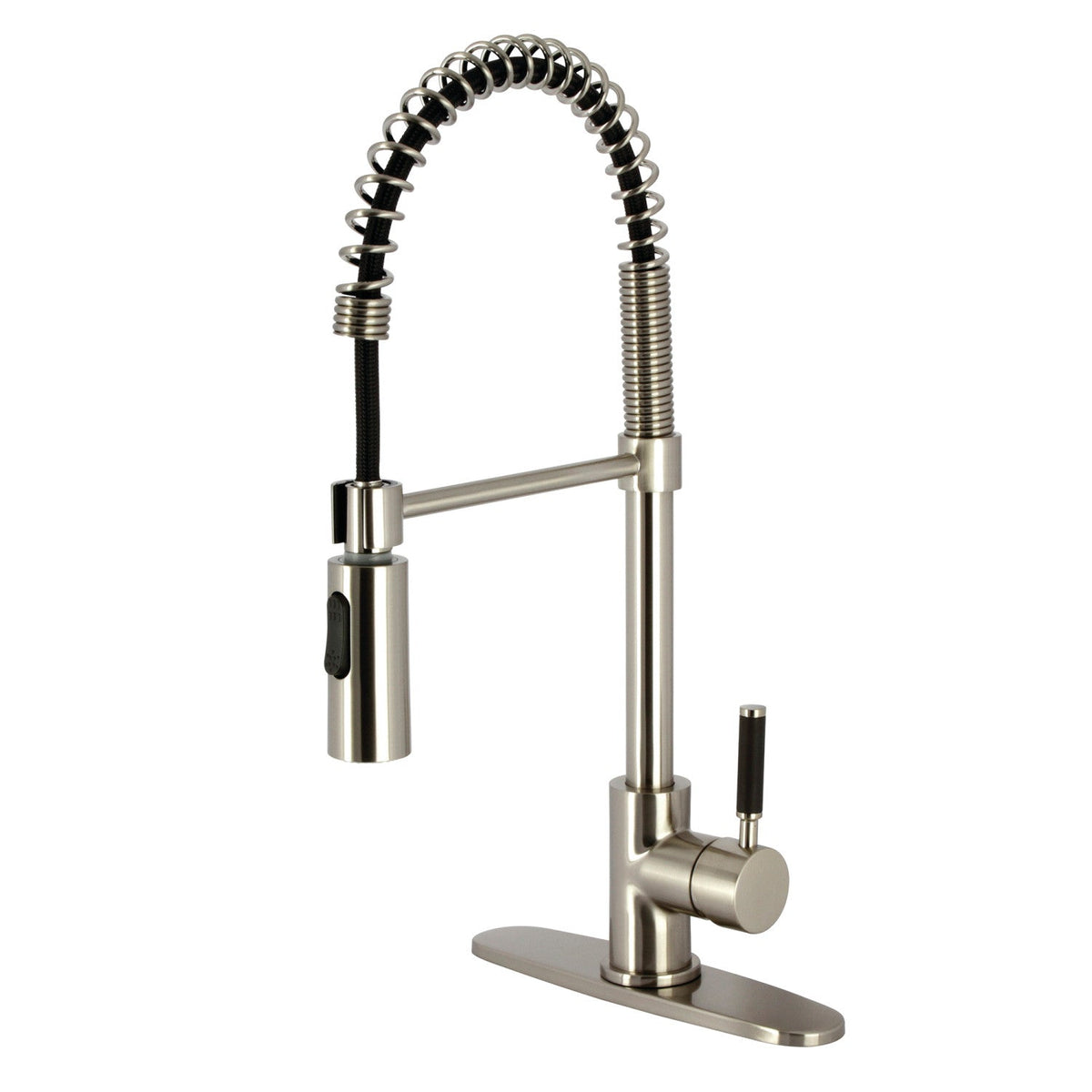 Gourmetier Kaiser Single-Handle Deck-Mount Pre-Rinse Kitchen Faucet in Brushed Nickel