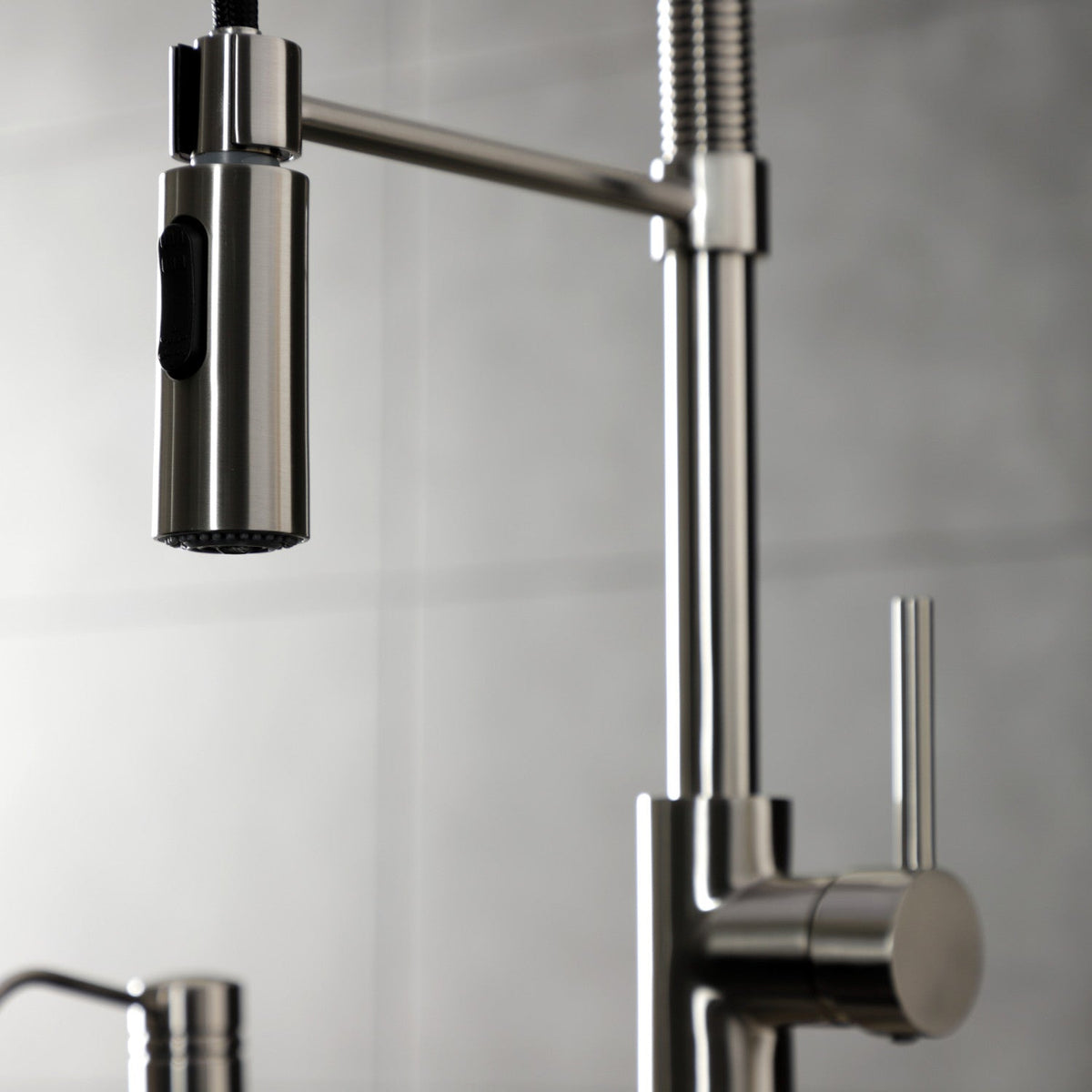 Gourmetier Concord Single-Handle Deck-Mount Pre-Rinse Kitchen Faucet in Brushed Nickel