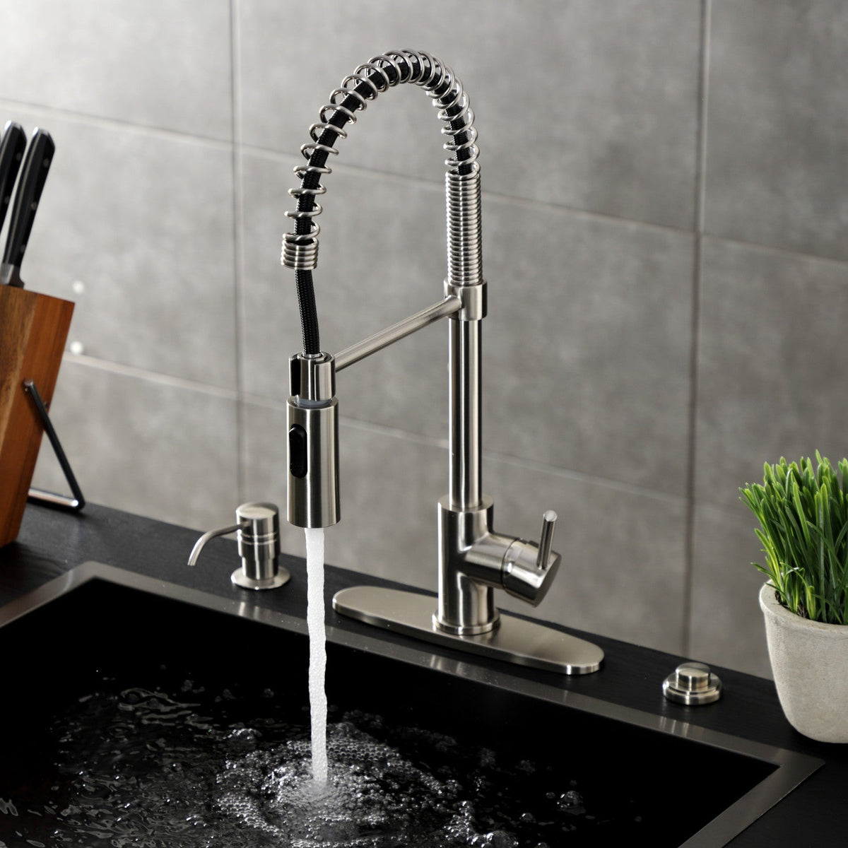 Gourmetier Concord Single-Handle Deck-Mount Pre-Rinse Kitchen Faucet in Brushed Nickel