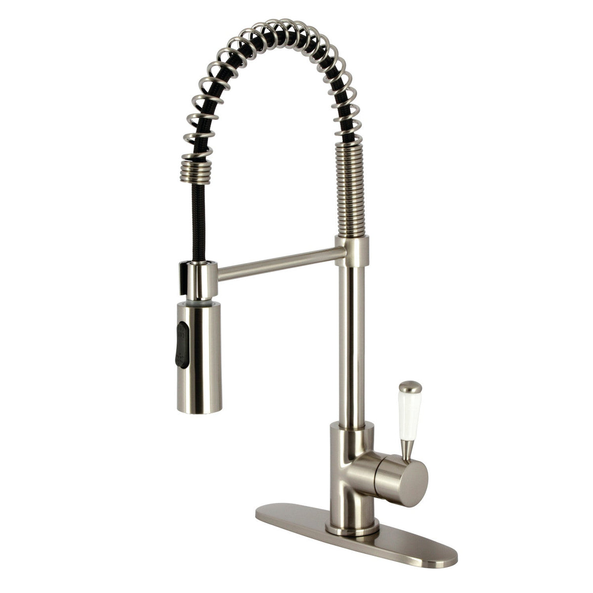 Gourmetier Paris Single-Handle Deck-Mount Pre-Rinse Kitchen Faucet in Brushed Nickel