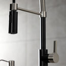 Kingston Brass Gourmetier Continental Single-Handle Deck-Mount Pre-Rinse Kitchen Faucet, Matte Black/Brushed Nickel (LS8779CTL)