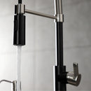 Kingston Brass Gourmetier Continental Single-Handle Deck-Mount Pre-Rinse Kitchen Faucet, Matte Black/Brushed Nickel (LS8779CTL)