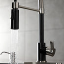 Kingston Brass Gourmetier Continental Single-Handle Deck-Mount Pre-Rinse Kitchen Faucet, Matte Black/Brushed Nickel (LS8779CTL)