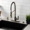 Kingston Brass Gourmetier Continental Single-Handle Deck-Mount Pre-Rinse Kitchen Faucet, Antique Brass (LS877CTLAB)