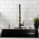 Kingston Brass Gourmetier Continental Single-Handle Deck-Mount Pre-Rinse Kitchen Faucet, Antique Brass (LS877CTLAB)