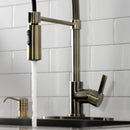 Kingston Brass Gourmetier Continental Single-Handle Deck-Mount Pre-Rinse Kitchen Faucet, Antique Brass (LS877CTLAB)