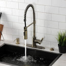 Kingston Brass Gourmetier Continental Single-Handle Deck-Mount Pre-Rinse Kitchen Faucet, Antique Brass (LS877CTLAB)