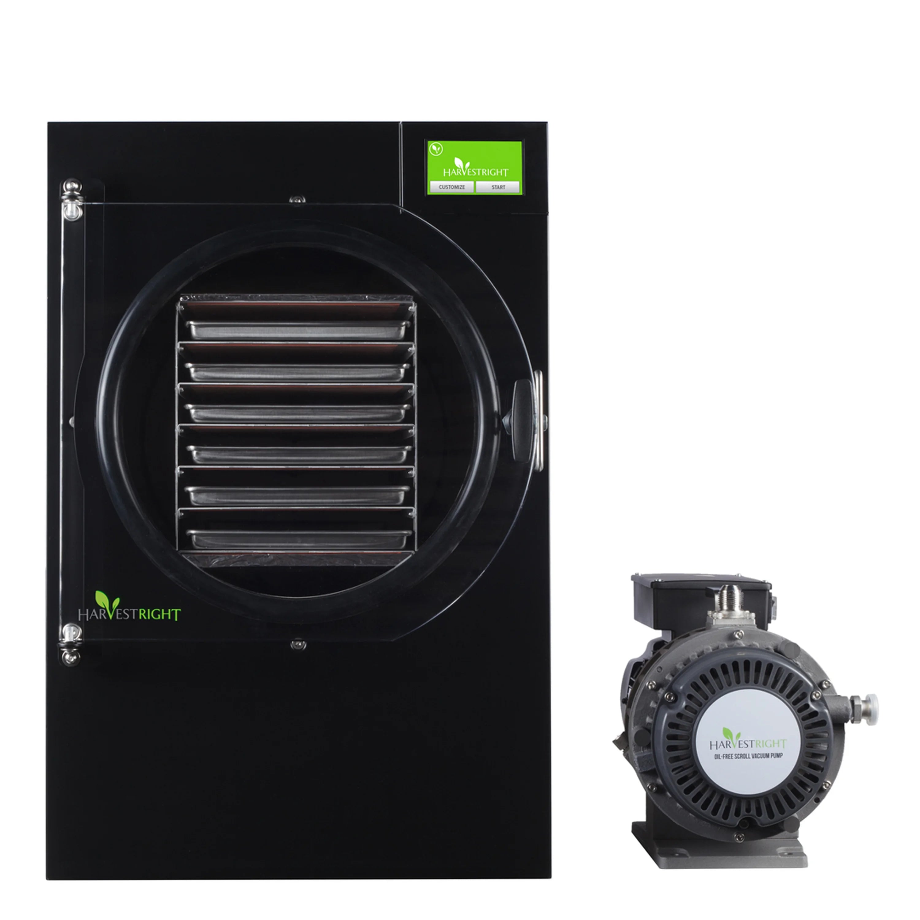Harvest Right home freeze dryer, black multi-tray chamber with control screen
