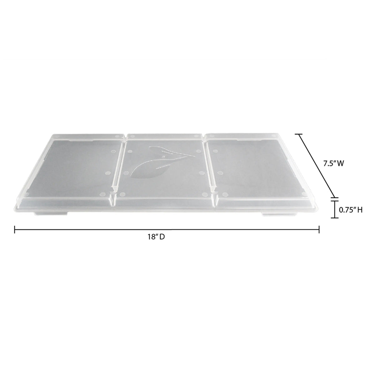 Medium tray lid set of 5, clear hinged lids with size markings 18 x 7.5 x 0.75