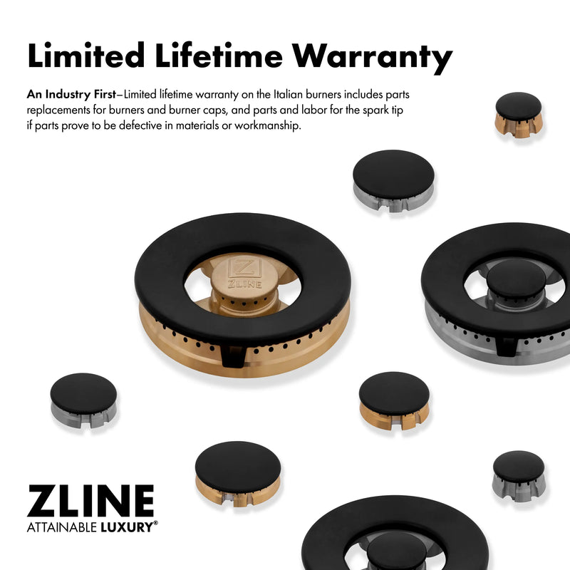 ZLINE Autograph Edition 36-Inch Paramount Gas Rangetop with 6 Burners and Porcelain Cooktop in Stainless Steel with Matte Black Accents (SRTZ-36-MB)