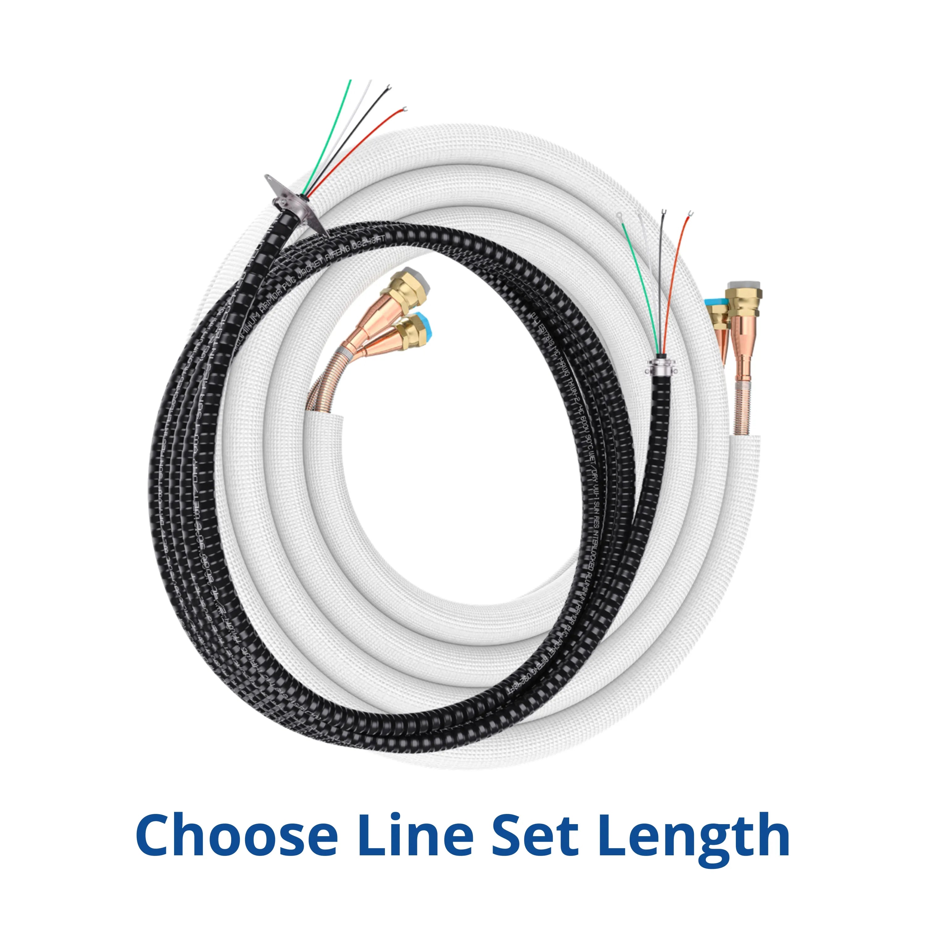 Ductless mini-split line set length kit with insulated tubing and wiring