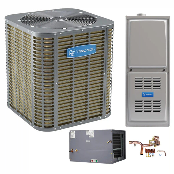 MRCOOL ProDirect - Central Heat Pump & Gas Furnace Split System - 2.5 Ton, 30K BTU, 80% AFUE - 17.5" Cabinet - Multi-Position