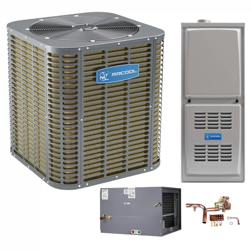 MRCOOL ProDirect - Central Heat Pump & Gas Furnace Split System - 2.5 Ton, 30K BTU, 80% AFUE - 14.5" Cabinet - Multi-Position