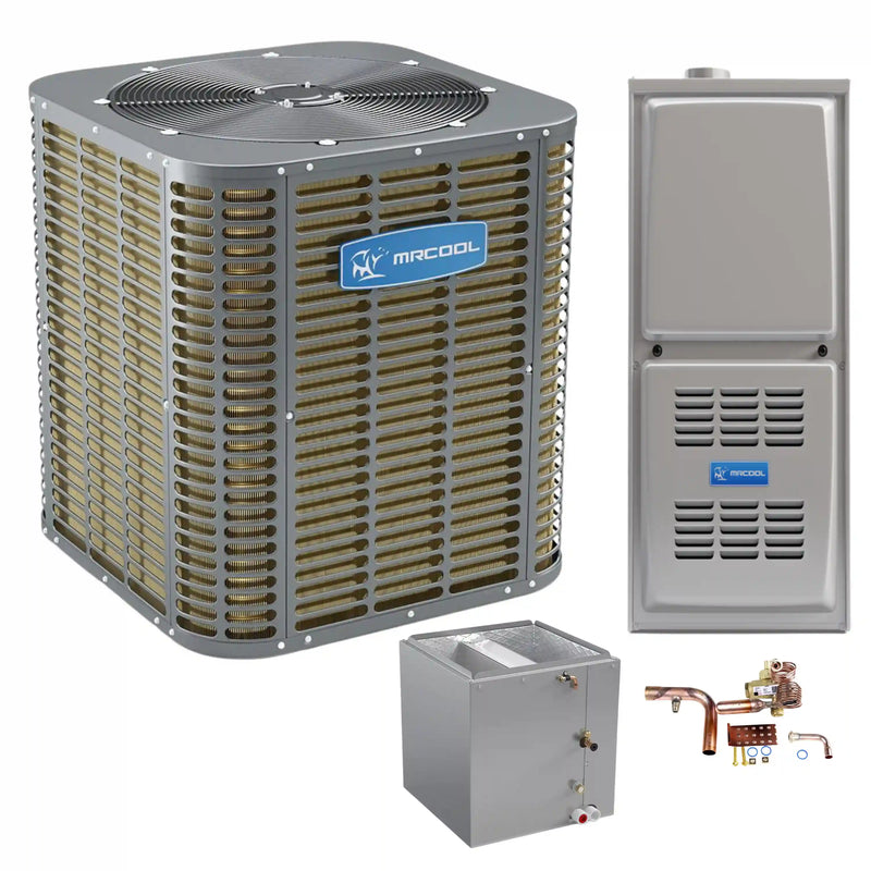 MRCOOL ProDirect - Central Air Conditioner & Gas Furnace Split System - 1.5 Ton, 18K BTU, 80% AFUE - 17.5" Cabinet - Vertical Airflow