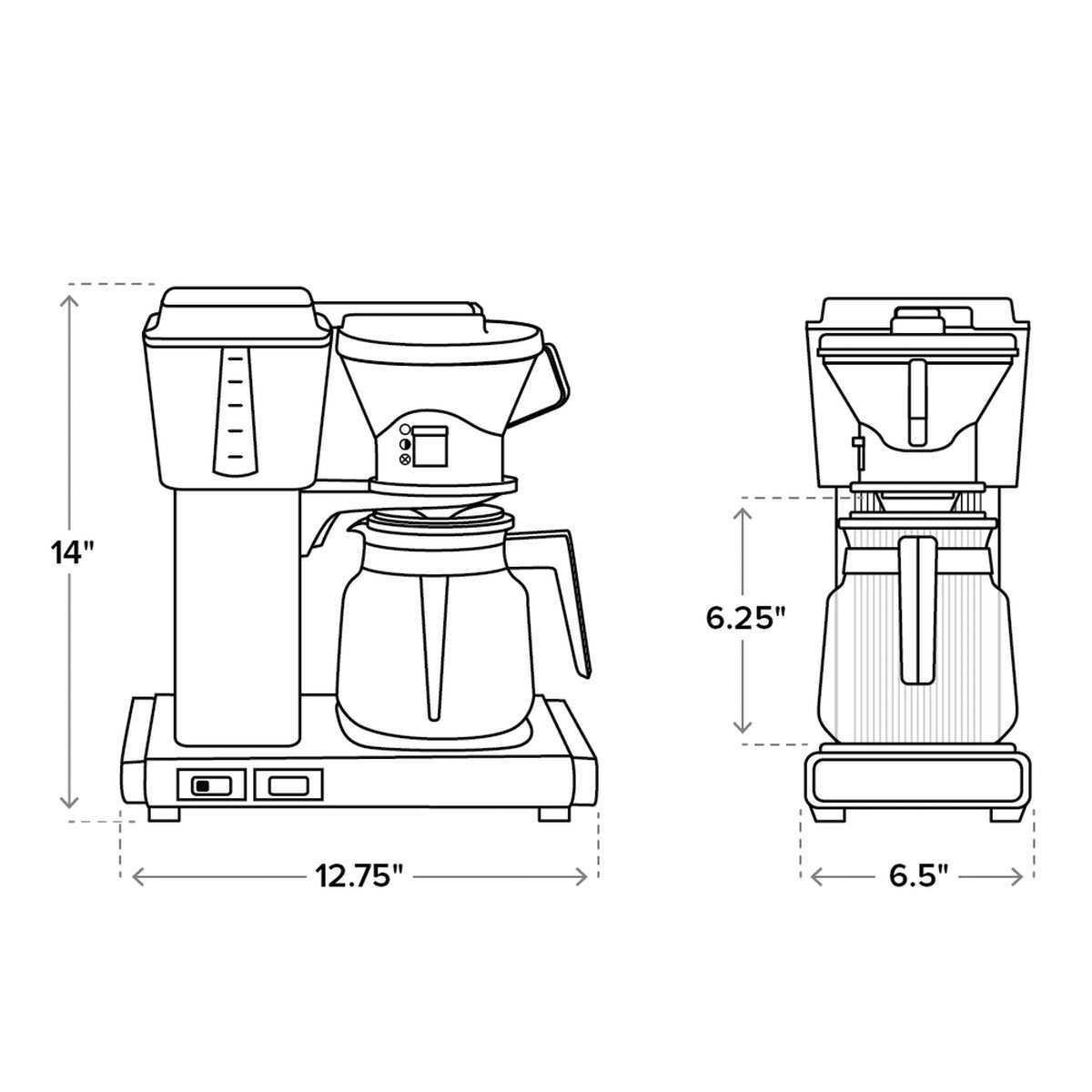 Moccamaster KB Thermal Carafe 10-Cup Coffee Maker in Brushed Silver wi
