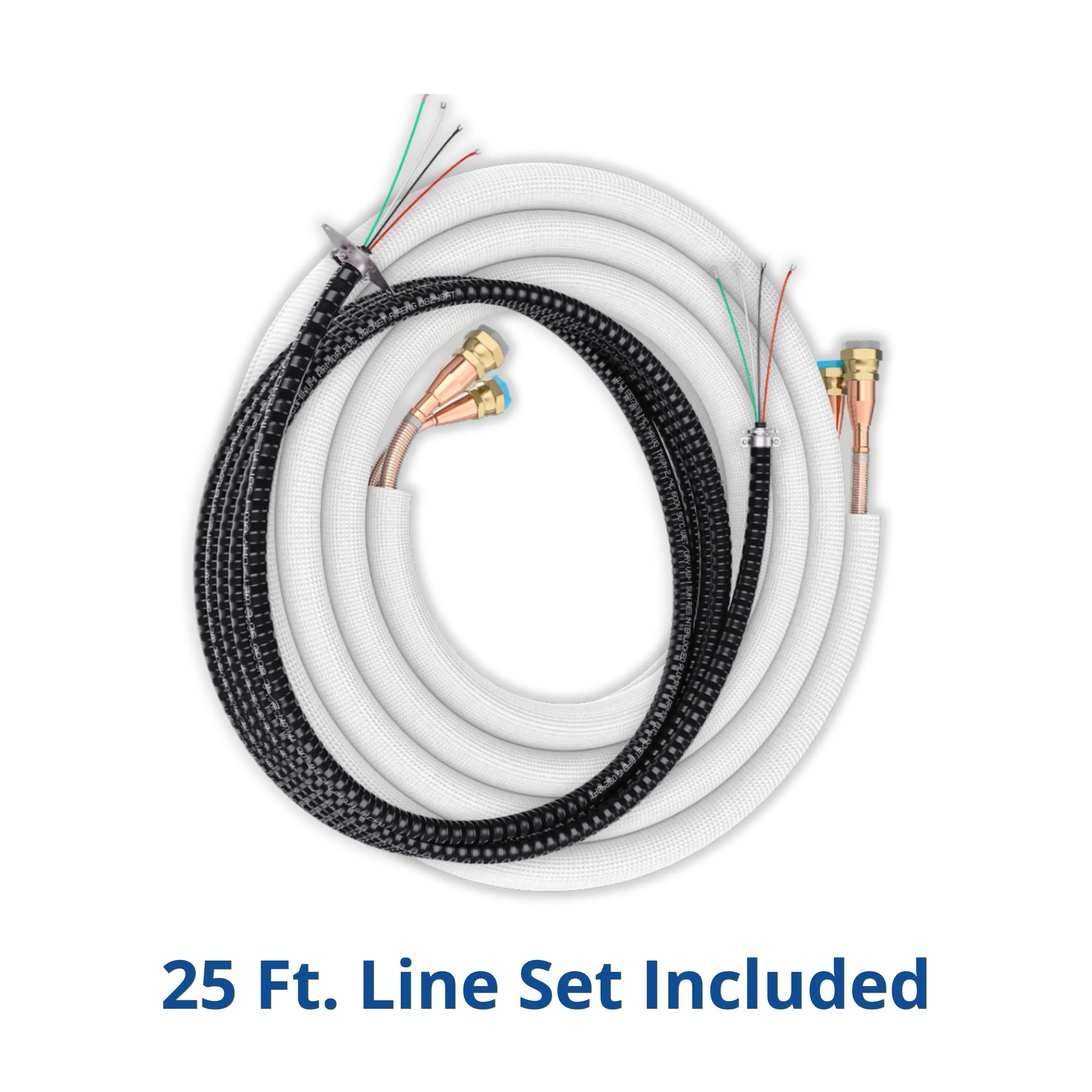 25 ft mini split line set with insulated refrigerant tubing and brass fittings