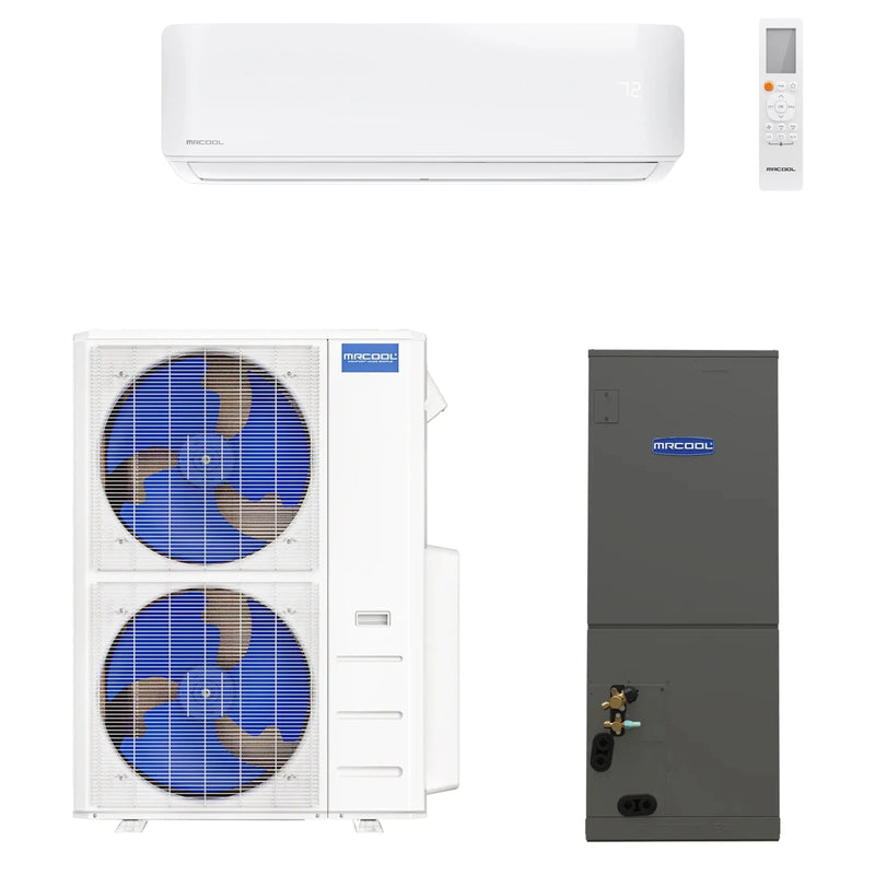 MRCOOL DIY Hybrid Central Split System - 2-Zone 48K BTU Condenser with  24K Ducted Air Handler and 18K Wall Mounted Air Handler