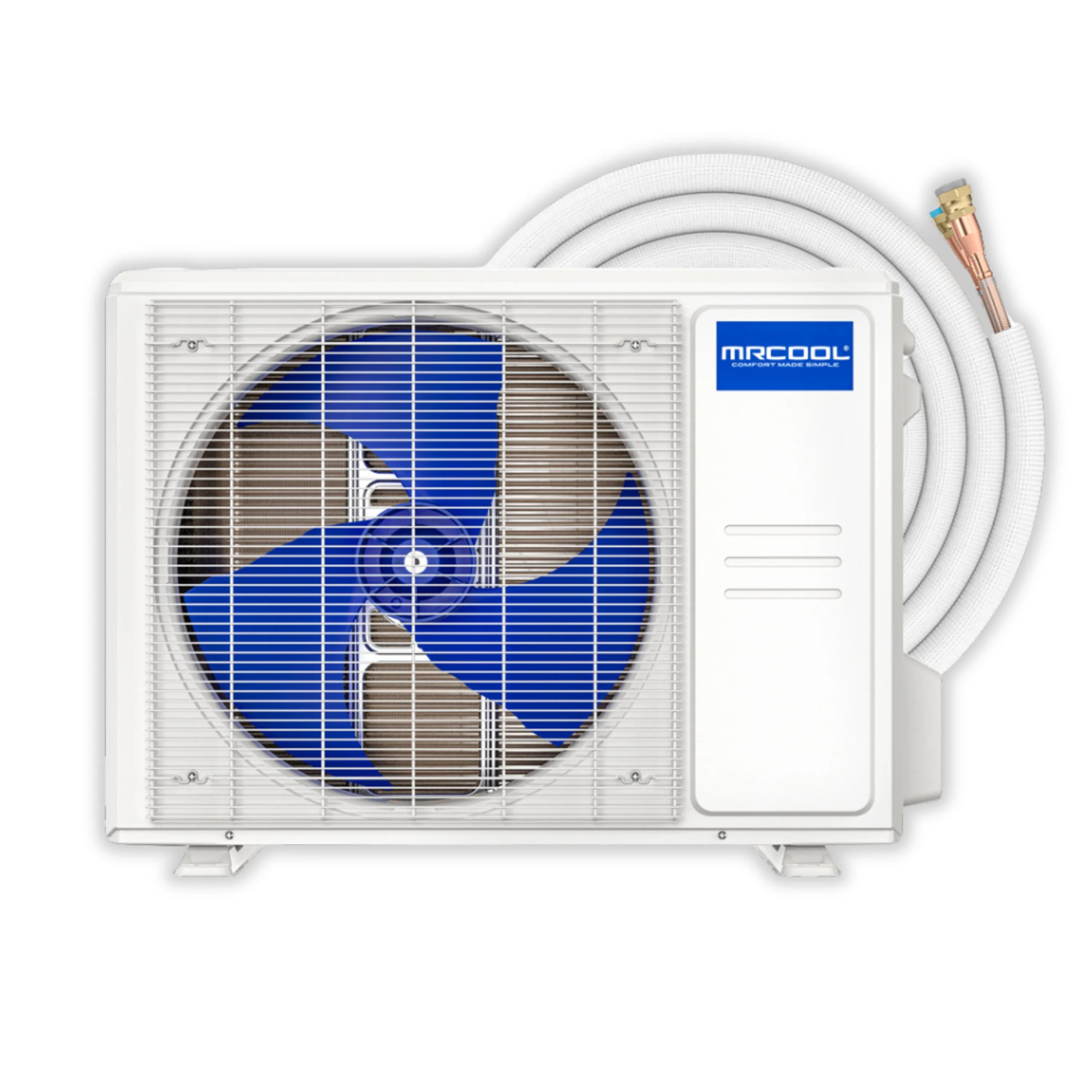 Mini split outdoor unit with insulated line set and copper tubing connections