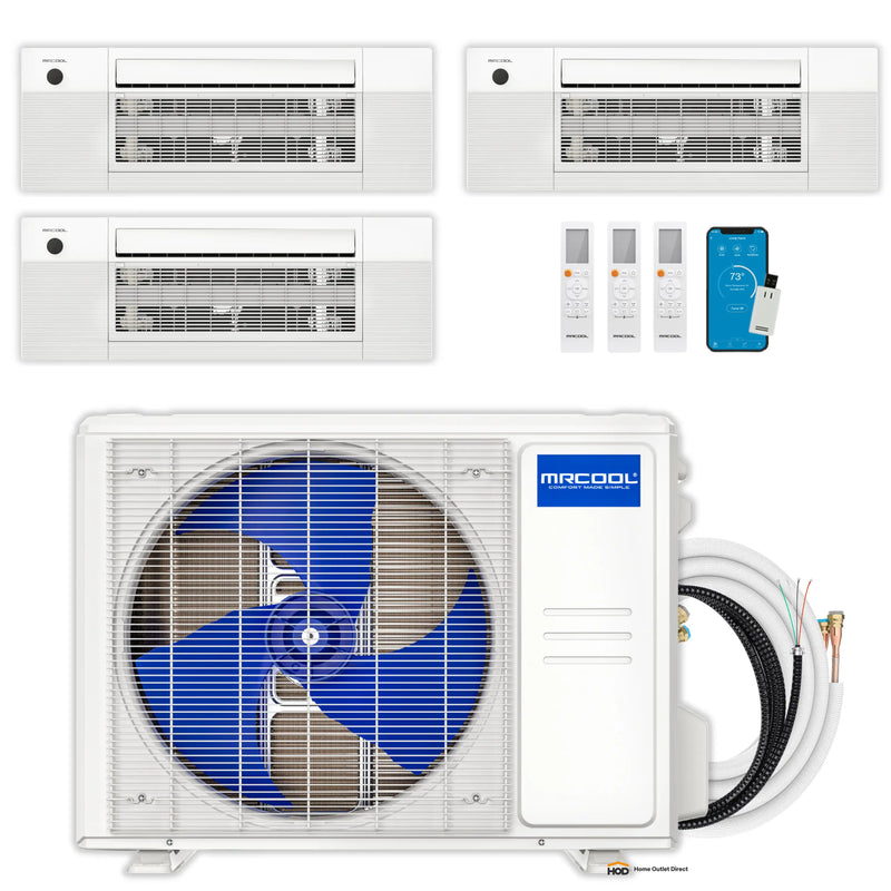 MRCOOL DIY 5th Gen Mini Split - 3-Zone 27,000 BTU Ductless Air Conditioner and Heat Pump Condenser with 12K + 12K + 6K Ceiling Cassette Air Handlers