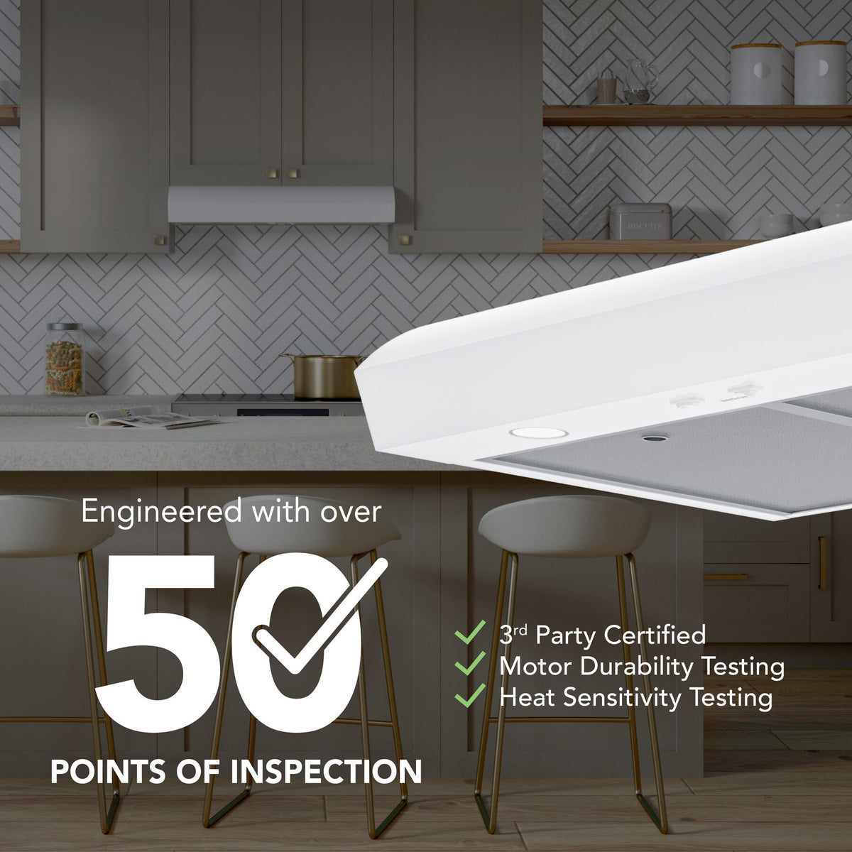 Broan-NuTone Mantra 30-Inch 350 CFM 2-Speed Convertible Under Cabinet Range Hood in White (MTR1303WW)