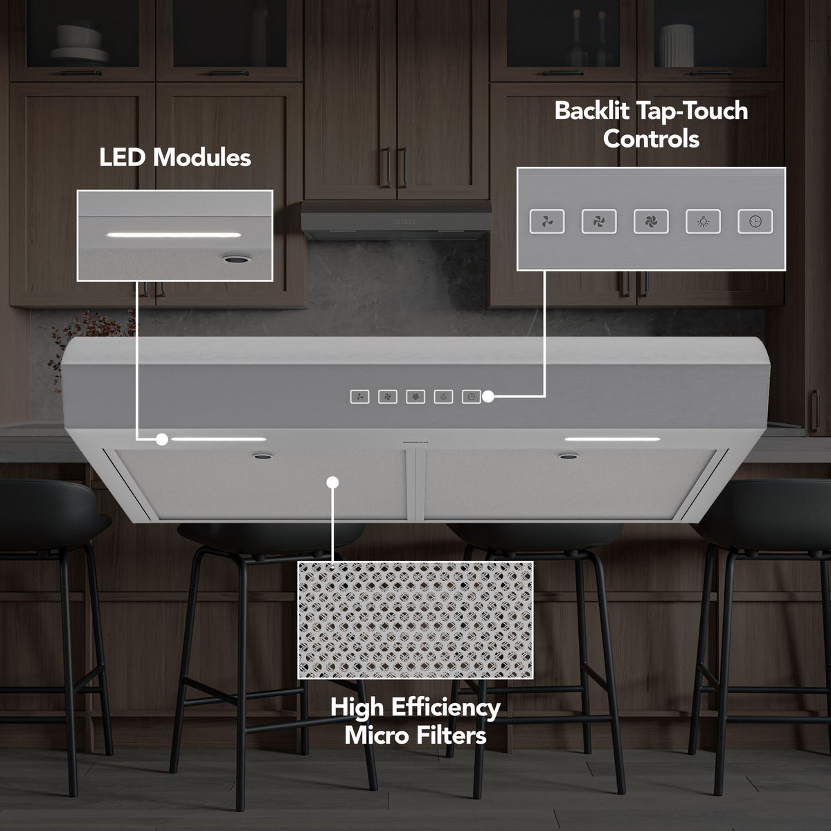 Broan-NuTone Mantra 36-Inch 350 CFM 3-Speed Convertible Under Cabinet Range Hood in Stainless Steel (MTR2363SS)