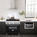 ZLINE 2-Piece Appliance Package - 36-inch Dual Fuel Range with Black Matte Door and Convertible Vent Range Hood in Stainless Steel (2KP-RABLMRH36)