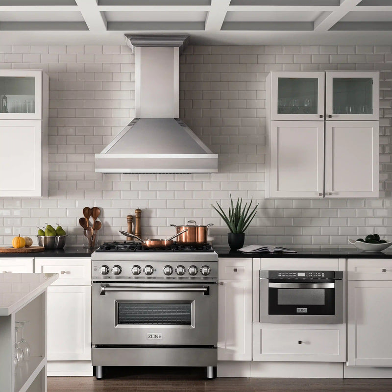 ZLINE 3-Piece Appliance Package - 36-Inch Dual Fuel Range, Refrigerator, and 3-Rack Dishwasher in Stainless Steel
